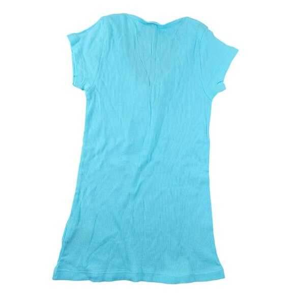 Crochet Top V-Neck Blue Short Sleeve V-Neck 100% Cotton Womens Size S JH1804 - Picture 2 of 6